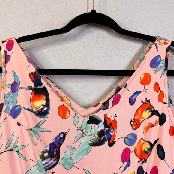 HEARTS & ROSES Dress‎ 12 Sandy Birds Peach Tropical Novelty Vintage Repro Birds - Picture 5 of 14